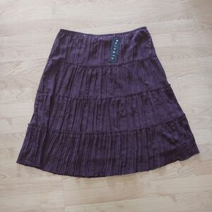 Ninety women brown tiered prairie boho western style elastic waist skirt XL NWT